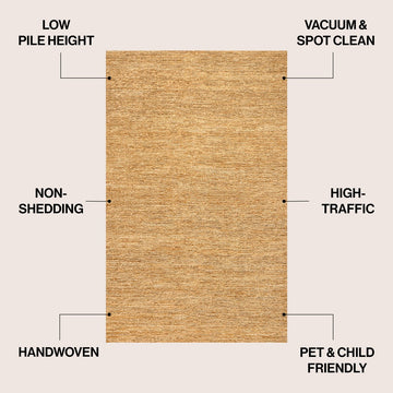 Griffin Rustic Farmhouse Woven Jute Solid Area Rug